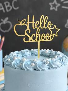 3/6/9入 金色鏡面 Hello School 壓克力蛋糕插牌，蘋果星星校園風蛋糕裝飾插棒，返校季烘焙用品，甜點桌裝飾，學生開學季派對裝飾禮物 - B - 查看 5