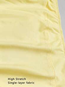 XLLAIS Women's Yellow High Elasticity Casual Sports Fitness Split Hem Capri Pants, Summer, Athleisure - Yellow - View 3