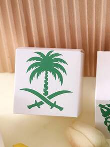 12 White Gift Boxes With Green Palm Tree Pattern, Suitable For National Day, Celebration And Party Use Saudi National Day Saudi Arabia - View 8