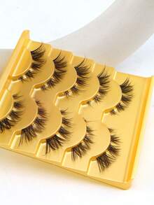 5 Pairs Fox Eye Invisible Stem Eyelash Extensions, Fox-Style Fluffy Curly Faux Eyelashes, Handmade Exquisite Design, Better Fit For Eyes, Trimmable And Reusable - 查看 7