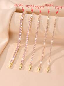 Edelstahl Rosegold Tennis Armband, abwechselnd rosa und weiße kubische Zirkonia eingelegt, verstellbarer Schiebeverschluss, geeignet für Hochzeit, Brautjungfer, Gala, Geburtstag, Valentinstag, Jahrestag, Weihnachten, Muttertag, Neujahr, Verlobung, Abschlussfeier von Frauen - Gold - Übersicht 2