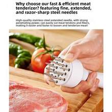 2件組牛排嫩肉器，適用於牛排、雞肉和豬肉；附贈10個醃漬密封袋 - 銀色 - 查看 2