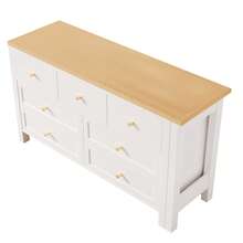 Rotating Desk With Cabinet - 2 In 1 - Shelf And Sideboard, Oak White Finish - White and Oak - View 8