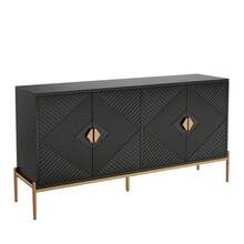 Modern White Sideboard With Shelves - Spacious Storage Area For Living Room/Dining Room - Black - View 11