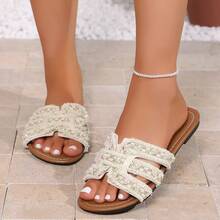 Ciabatte da spiaggia da donna slip-on di nicchia premium con cinturino d'argento sulle dita, suola spessa, stile retrò alla moda, adatte per San Valentino, Ognissanti, stagione dei diplomi, appuntamenti, shopping, casa, ufficio, molto eleganti e versatili - Castano - Visualizzare 6