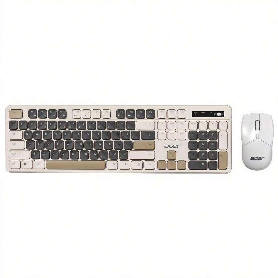 Acer Kombo Keyboard dan Mouse Nirkabel 2.4G: Keyboard Ergonomis dan Tahan Tumpahan Cairan, Mouse Optik Presisi 1600DPI, Paket Perangkat Lunak Kantor Bisnis Universal untuk Desktop dan Laptop - View 1