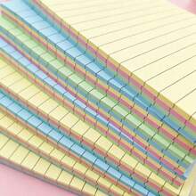 100 Sheets Colorful Horizontal Lined Sticky Notes, Portable Self-Adhesive Memo Pads, Aesthetic Stationery For Students & Office Workers, Back To School School Supplies - one-size - View 4