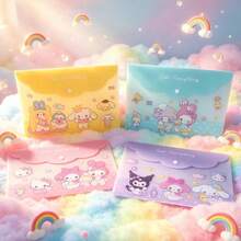 4入組 Sanrio Kuromi、Cinnamoroll、Pompompurin、My Melody 耐用文件收納袋，按扣封口設計，加厚塑膠材質，適合辦公室、學校、居家與收納，桌面文件儲存，便攜外觀，安全按扣 - 彩色 - 查看 11