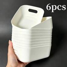 6pcs White Tool Storage Box, Suitable For Home Use, For Sorting Screws, Wrenches And Hardware Accessories, Car Parts Organizer Toolbox, Portable Divided Storage Box - White - View 1