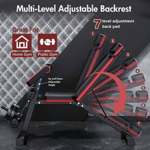 Foldable Adjustable Weight Bench With Leg Extension, 7-Level Incline Decline Dumbbell Bench, Space Saving Home Gym Equipment For Full Body Training - Black With Drawstring + Headrest + Footrest + Armrests - View 9
