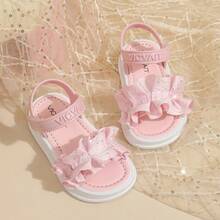 Lugualt Girls' Fashion Ruffle & Rhinestone Decor Platform Sandals - Pink - View 4