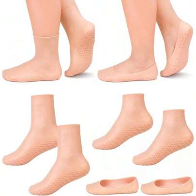 3 pares de calcetines de silicona de varios tamaños - Calcetines de gel hidratantes para pies secos y agrietados, calcetines de goma antideslizantes para los pies - Pies de silicona