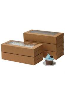 5pcs/10pcs/15pcs White Cardboard Wavy Window Cookie Box, No Handle, Can Be Used As Muffin Box, Cookie Box, Bread Box With Window, Suitable For Pastries, Pies, Muffins, Chocolate, Strawberry - View 10