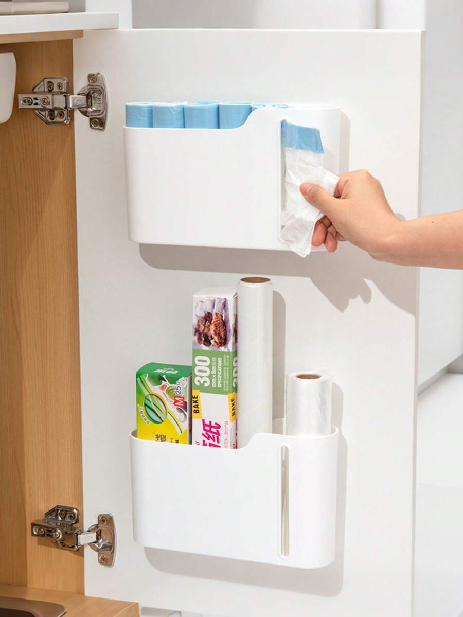 1 hộp đựng túi rác treo tường không cần khoan, hộp sắp xếp túi nhựa, phù hợp cho phòng trẻ em - Nhiều màu - Xem 1