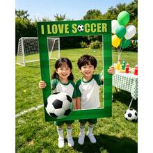 Acessórios para Cabine de Fotos de Aniversário de Futebol, Moldura de Foto de Papel com Enfeites de Barba Falsa, Suprimentos de Decoração de Festa com Tema Esportivo para Dia de Jogo e Festa Familiar - A - Visão 3