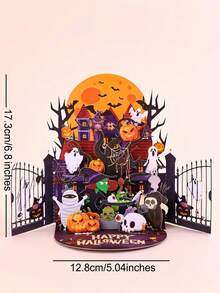 1pc Handmade Halloween Pop-Up Card, Party Invitation, Creative Folding Greeting Card, Includes Note Card&Envelope, No Assembly, Halloween Decorations, Suitable For Friend, Family, Halloween/Birthday Celebration Wishes/Gift, Commemorative Gift Card - Multicolor - View 11