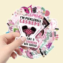62pcs Pink Pickleball Theme Stickers, Vinyl Material, Cartoon Decorative Stickers, Suitable For Scrapbooking, Sealing, Envelopes, Guitars, Musical Instruments, Halloween, Christmas, Teen Party Supplies, Rewards And Inspirational Decoration - 62pcs-multicolor - View 6
