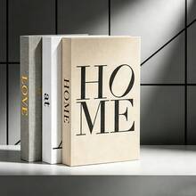 1/3pcs Linen LOVE+AT+HOME Decorative Fake Books, Faux Coffee Table Books, Nordic Style Home Decor, Suitable For Room Decoration, Bedroom, Home, Autumn, Wedding, Graduation Season, Living Room Wall Art, Holiday Essential, Garden Outdoor, Teacher Gifts, Party, Halloween, Birthday Decorations, Back To School, Hen Do Accessories - Multicolor - View 8