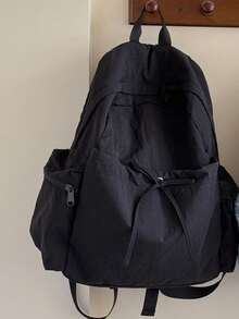 Lightweight Minimalist Large Capacity Backpack - Black - View 2