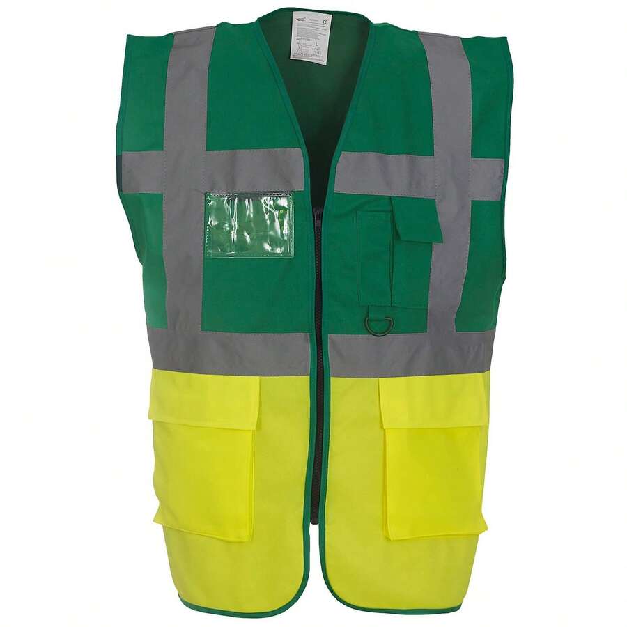 Yoko Unisex Adult Executive Hi-Vis Waistcoat - Paramedic Green/Yellow - View 1
