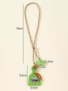 Handmade Beaded Ocean Vacation Style Matching Pair Pendant Bottle Lemon Cup Champagne Cup Coconut Tree Shape Fun Personalized Women's Bag Charm Versatile Accessory - Green - View 5