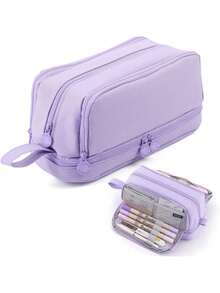 1 PC Large Capacity Pencil Case With Twin Windows, Multifunctional Studying Stationery Bag In Macaron Colors For Students, First Day Of School - Multicolor - View 12