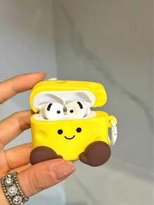 1PC Silicone 3D Birthday Cheese Expression 4/3 Earphone Protective Case Cover 2 Pro 2nd/3rd Generation New Model Compatible With Apple Wireless Bluetooth Soft Shell Girly Cute Funny Cartoon (Earphones Not Included) - Yellow - View 6