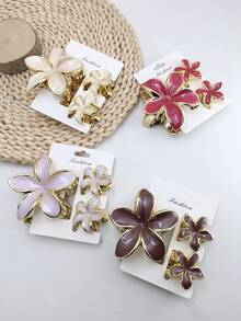 3/6pcs Solid Color Street Style ABS Plastic (ABS Resin) Hair Claw Clips, Suitable For Daily Wear - Multicolor - View 2