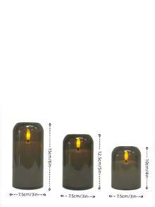 3pcs LED Grey Curved Flameless Artificial Candles, Timer Function, Suitable For Living Room, Wedding, Restaurant - Gray Arc-shaped Sleeve 3 - View 5