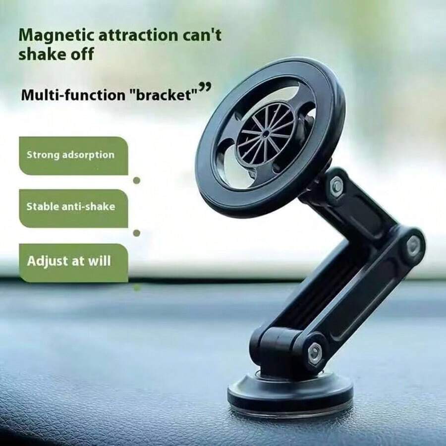 1pc 360° Rotatable Magnetic Car Phone Holder, Car Navigation Phone Holder, Foldable Phone Holder, Suitable For Any Phone, Car Accessory Holder, Car Supplies