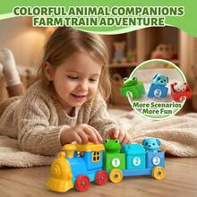 UINLE Baby Farm Digital Building Blocks Train Toy Set 1-9 Number Storage House Animal Finger Puppets Combination, Assembleable Tractor Building Blocks Car, Baby Math Cognition Early Education Educational Toy, Suitable For Boys And Girls 18 Months And Above, Parent-Child Interactive Gift - Multicolor - View 6