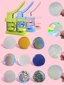مجموعة ثقب صنع الشارات 58 مم قطعة واحدة، آلة صنع الأزرار DIY، أداة يدوية متعددة الوظائف محمولة، مناسبة لمغناطيس الثلاجة والسلاسل والمشابك وحرف DIY للهالوين والكريسماس والهدايا، لا تتطلب تركيب - متعدد الألوان - مشاهدة 6