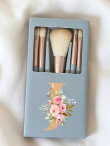 Portable Makeup Brush Set With Mirror And Soft Bristles, Floral Letter A-Y Pattern, Boxed Makeup Brush Set, Multi-Function Makeup Brush Set With Mirror And Makeup Box, Mini Multi-Function Makeup Brush, Foundation Brush, Eyeshadow Brush, Beginner Makeup Tools, Mixed Brush Makeup Storage Rack, Makeup Brush Set, Convenient To Carry Girls Gift, Ideal Makeup Tool Set, Portable Travel Supplies, Travel Essentials - Multicolor - View 14