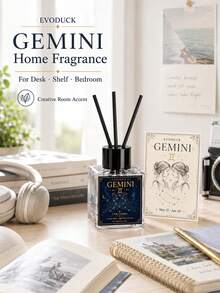 EVODUCK Gemini Zodiac Reed Diffuser 50ml, Lemon Basil Scented Oil Diffuser With Light Blue Crystal & 4 Fiber Reeds, Flameless Home Fragrance For Bedroom Bathroom Office, Astrology Birthday Gift For Women, Star Sign Room Decor - Flameless Series - View 10