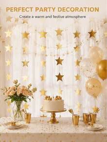 Glitter Gold Star Garland Party Pennant Decorations, Shiny Backdrop For Birthday Party, Wedding, Anniversary, Bridal Shower, Bachelor Party And Proposal Celebrations. - Multicolor - View 1