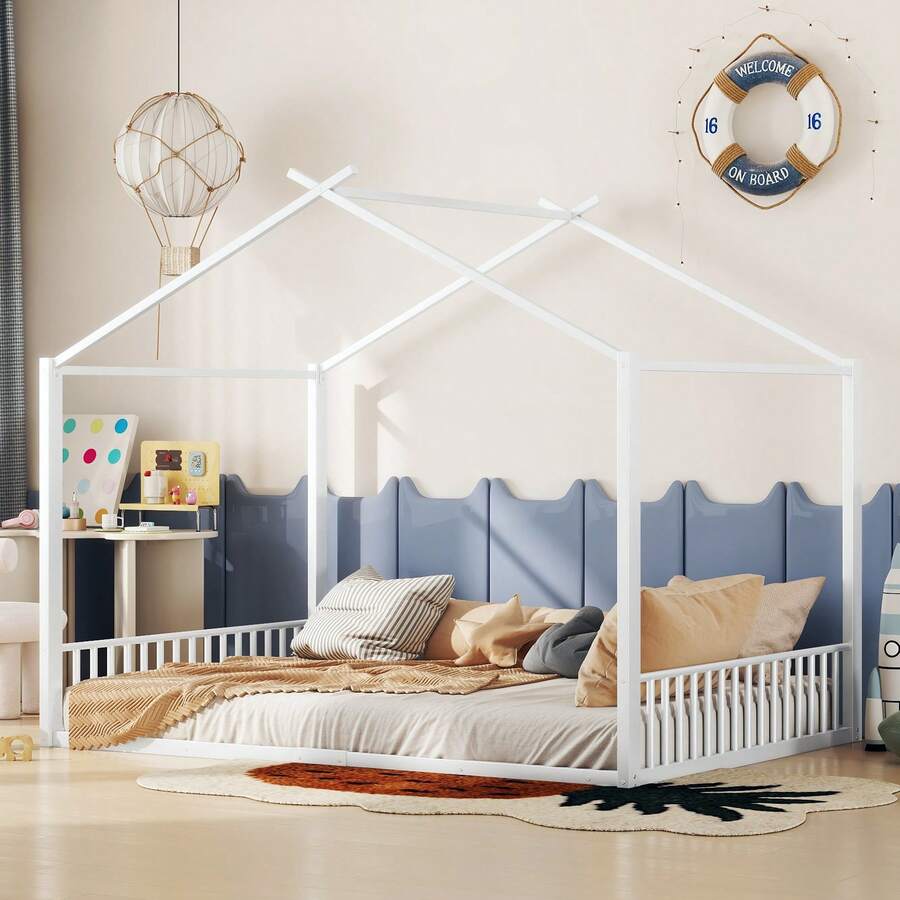 Kids Bed Frame House Shape - 140 X 200 Cm - White - 白色 - 查看 1
