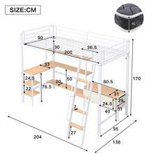 Metal Bed Frame With Storage And Ladder - Natural and White - View 4