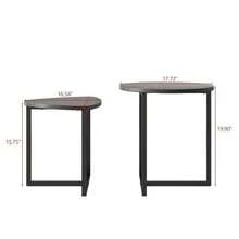 Set Of 2 Round Coffee Tables – Industrial Design Wooden Side Tables For Living Room, Modern Coffee Table - 黑色 - 查看 6