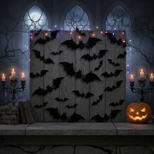 12/24/48pcs 3D Black PVC Bat Halloween Decoration Set - Scary Bar Wall Sticker Decor - Ideal Choice For Halloween Celebration And Unique Items - Multicolor - View 2