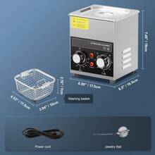 Limpiador ultrasónico de 2 l con calentador, temporizador y cesta, máquina de cavitación sónica digital profesional, 60 W, para relojes, gafas, monedas, piezas metálicas y herramientas. - Plateado - Ver 11