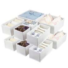 1pc White Foldable Fabric Drawer Organizer With Zipper, Closet Organizer For Socks, Bras, Towels, Ties – Space-Saving Wardrobe Storage Solution - Multicolor - View 1