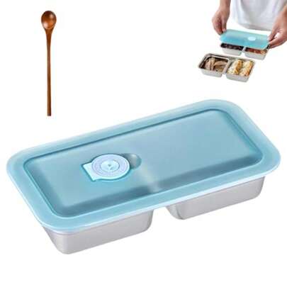 Stainless Steel Snack Containers with Lids, Grab and Go Stainless Steel Double Compartment Snack Containers Reusable, Dishwasher- for Travel and Outdoor Camping