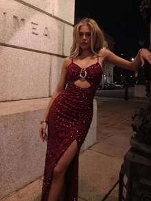 Burgunderrote elegante Abschlussball Ballkleider, romantische Festliche Abendkleider, luxuriöse verzierte Damenkleider für Abend, Hochzeit, Abschlussball, Cocktail, Musikfestival, Herbst - Bordeaux - Übersicht 7