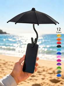 Outdoor Waterproof Anti-Glare Phone Sunshade Umbrella, Built-In Bracket, Mini Umbrella, Essential For Travel, Vacation Camping And Delivery Services - Multicolor - View 2