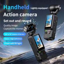 便攜式 4K HD 相機，1800mAh 電池續航，可充電，適合 Vlogging，手持穩定口袋運動相機雲台，180° 廣角視角 - 查看 7
