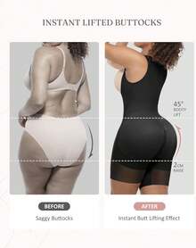 FeelinGirl  Colombianas Moldeadoras Butt Lifting Shapewear Tummy Control Postpartum Faja Body Shaper With Zipper Crotch - Black - View 4