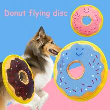 Un disque volant en forme de beignet pour animaux, léger et très durable à mordre, avec du papier sonore, peut voler très loin. C'est un jouet interactif pour chien, un jouet de compagnie, un jouet amusant et un cadeau pour les chiens. - Multicolore - Voir 2