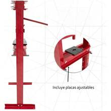 Prensa Hidraulica 12t Gato Hidraulico Industrial Rojo,Prenas de Rodamiento de Marco en H y Junta en U,Estructura de Acero Reforzado con Gato Central y Niveles Ajustables para Taller Mecánico - Rojo - Ver 5