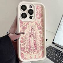 Virgin Mary Pattern Case  16 15 14 Pro Max 13 12 11 XR XS Plus Shockproof Full Camera Protection Phone Case - 古董白 - 查看 1