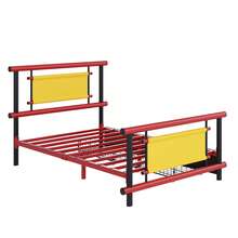 Kids Bed Frame 90x200 With Drawers - Colorful Metal Frame - 紅色 - 查看 5